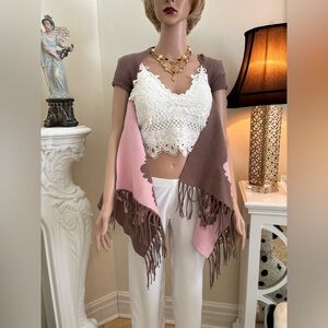 Brown and Pink Fringe Cover up